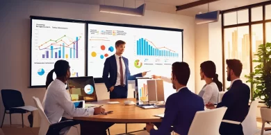 Generate an image of a young business team having